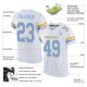 Custom White Light Blue-Gold Mesh Authentic Football Jersey