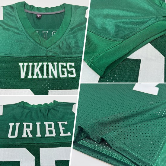 Custom Green White Mesh Authentic Football Jersey