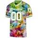 Custom Graffiti Pattern White-Neon Green 3D Mesh Authentic Throwback Football Jersey