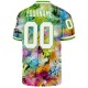 Custom Graffiti Pattern White-Neon Green 3D Mesh Authentic Throwback Football Jersey