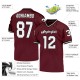 Custom Burgundy White-Black Mesh Authentic Throwback Football Jersey